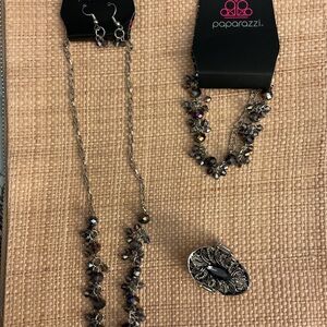Paparazzi Silver Necklace Set with Purple Accents